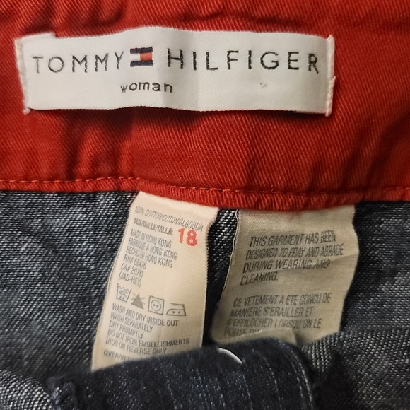 Vintage 90's Tommy Hilfiger Rare Dark Denim Patchwork Skirt Size 18 - Picture 5 of 5